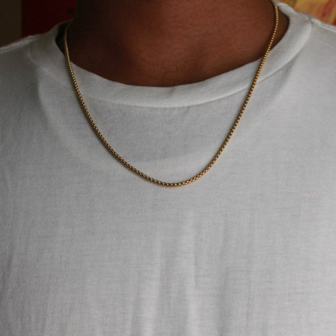 Timeless Gold - Gold Plated Necklace- 500 MM Length! - 316L Fine Stainless Steel! - Free Box Packaging!