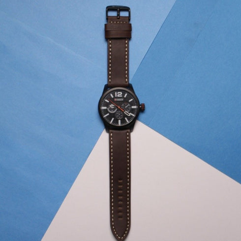 Curren Simplicity - Men's Watch - Dummy Chronograph - Genuine Leather Strap! - 1 Year Warranty!