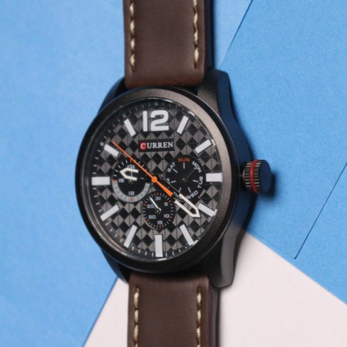 Curren Simplicity - Men's Watch - Dummy Chronograph - Genuine Leather Strap! - 1 Year Warranty!