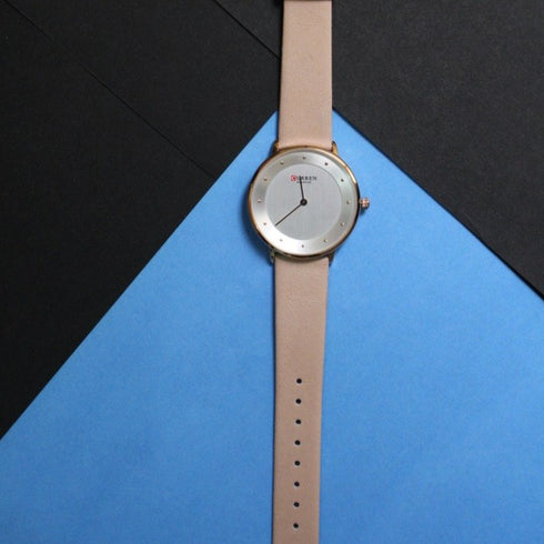 Curren Feminine - Women's Watch - Rose Gold Metal - Two Hand Dial - Genuine Leather Strap! - 1 Year Warranty!