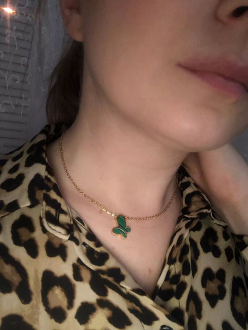 Flutter With Me - Necklace - 18K Genuine Gold Plated over Pure Stainless Steel - Non Tarnish - Chic Design! - Free Box Packaging!