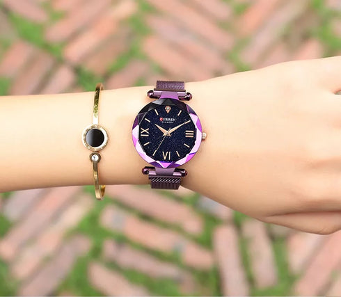 Curren Glitter (Royal Purple) - Women's Watch - Adjustable Magnetic Strap! - Water Resistant - 1 Year Warranty