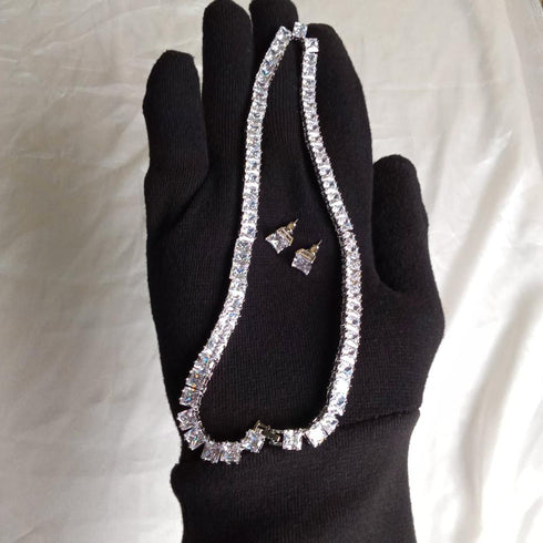 Timeless Jewellery Set - Necklace + Earrings - AAA Sparkling Cubic Zircon - Imitation Jewellery - Free Box Packaging