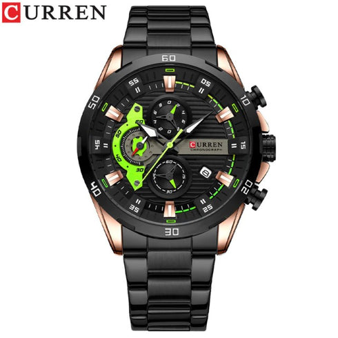 Curren Speed (Jungle Green & Black) - Men's Watch - 1 Year Warranty - Chronograph - 3 ATM Water Resistant
