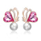 Wing's of Love Earrings - Rose Gold Plated - Sparkling European Crystals & European Pearl - Free Box Packaging!