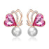 Wing's of Love Earrings - Rose Gold Plated - Sparkling European Crystals & European Pearl - Free Box Packaging!