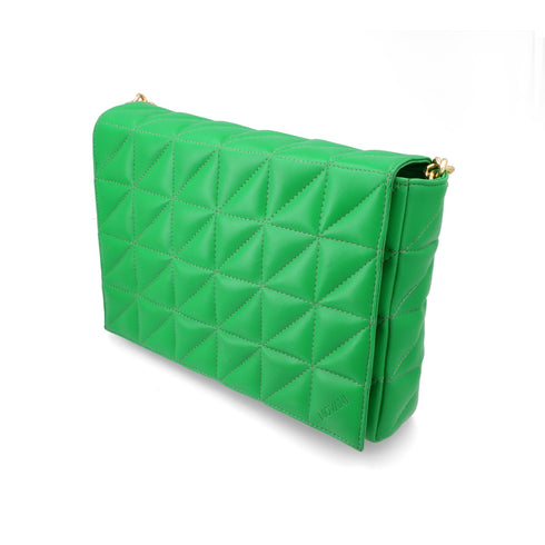 NOVA Women's Purse - Vegan Leather - Deep Neon Green - Metallic Gold Chain - Box Packaging