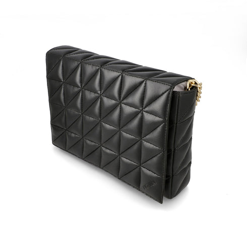 NOVA Women's Purse - Vegan Leather - Minimal Black - Metallic Gold Chain - Box Packaging