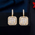 Square Party Earrings (Rose Gold Plated) - Statement Jewellery - Cubic Zircon - Box Packaging