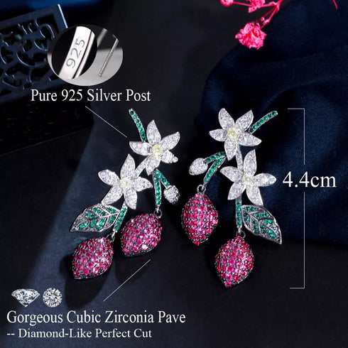 Two Tone Party Earrings - Statement Jewellery - Cubic Zircon - Box Packaging