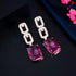 Paperclip Deep Pink Party Earrings - Statement Jewellery - Cubic Zircon - Box Packaging