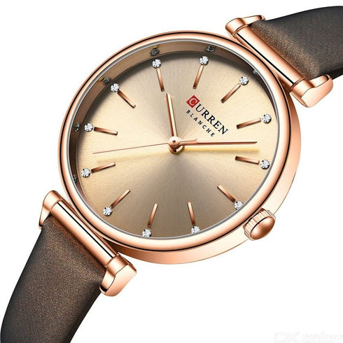 Curren - Women's Watch - Brown & Rose Gold - Genuine Leather Strap! - 1 Year Warranty!