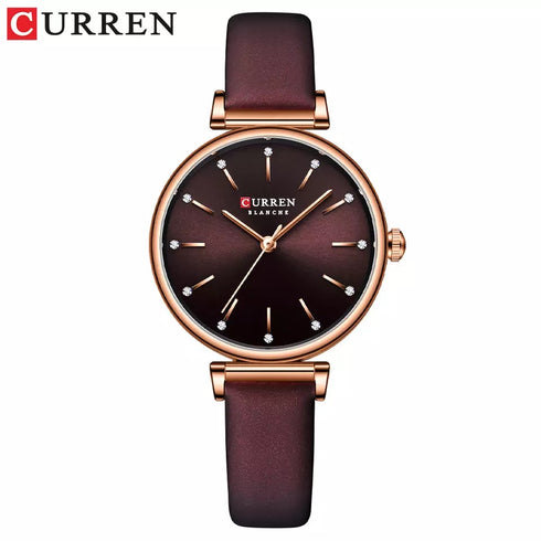 Curren - Women's Watch - Deep Brown & Rose Gold - Genuine Leather Strap! - 1 Year Warranty!