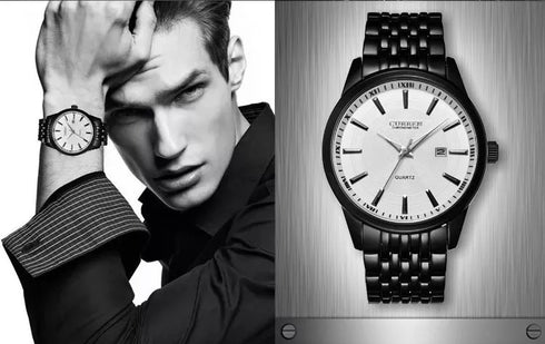 Curren Men's Watch - White & Black - Date Function - 1 Year Warranty - Free Box Packaging - 3 ATM Water Resistant