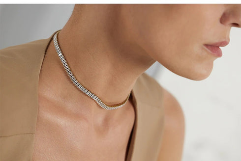 Shine With Me Choker Necklace - 18K Genuine Gold Plated over Pure Stainless Steel - Chic Design! - Free Box Packaging!