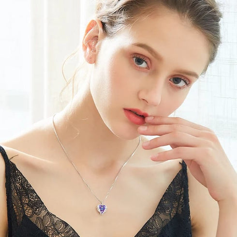 Niovani Pure Love Necklace - Pure Sterling Silver - Mini Heart with Genuine European Crystals! - Free Box Packaging