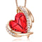 Beautiful Love Necklace - Red & Rose Gold - Genuine European Crystals! - Genuine Rose Gold Plated - Free Box Packaging