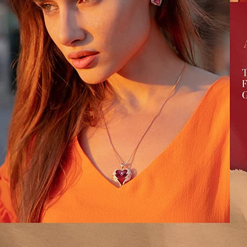 Pure Love Necklace! - Royal Red! - Genuine European Crystals! - Genuine Rose Gold Plated! - Free Box Packaging!