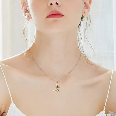 Wonderland Butterfly Necklace - Abalone Shell - 14K Gold Plated - Free Box Packaging