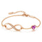 Infinite Love Bracelet - Rose Gold & Purple Crystal - Sterling Silver S925 (Chandi) - Embellished with Genuine European Crystals - Adjustable Size