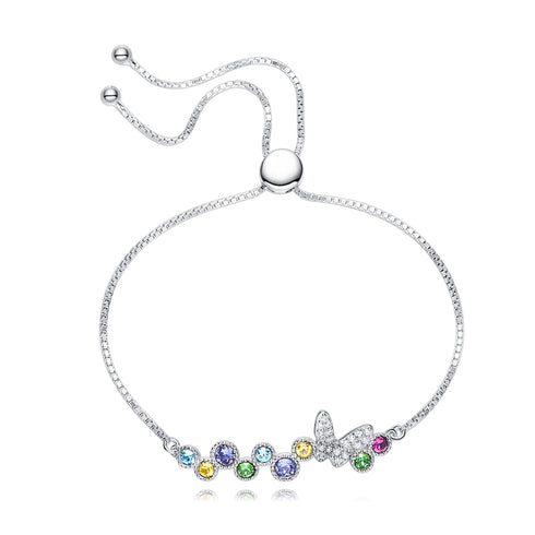 Colors of a Butterfly Bracelet - Pure Sterling Silver (Chandi) - Rhodium Plated - Free Box Packaging
