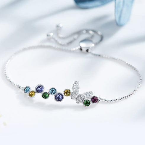 Colors of a Butterfly Bracelet - Pure Sterling Silver (Chandi) - Rhodium Plated - Free Box Packaging