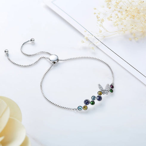 Colors of a Butterfly Bracelet - Pure Sterling Silver (Chandi) - Rhodium Plated - Free Box Packaging