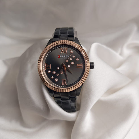 Curren Showstopper! - Women's Watch - Rose Gold & Black - Majestic Dial - Water Resistant - 1 Year Warranty!