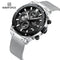 Naviforce Men's Watch - Silver & Black - Chronograph - Adjustable Steel Strap - 1 Year Warranty