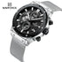 Naviforce Men's Watch - Silver & Black - Chronograph - Adjustable Steel Strap - 1 Year Warranty