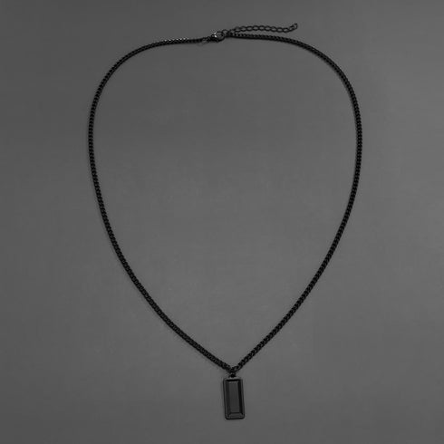 Minimalist Rectangular Necklace - Black Gold Plated - Surgical Grade Stainless Steel - (Men/Women)