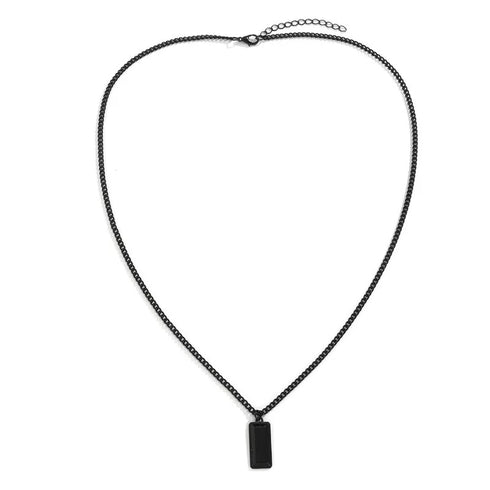 Minimalist Rectangular Necklace - Black Gold Plated - Surgical Grade Stainless Steel - (Men/Women)