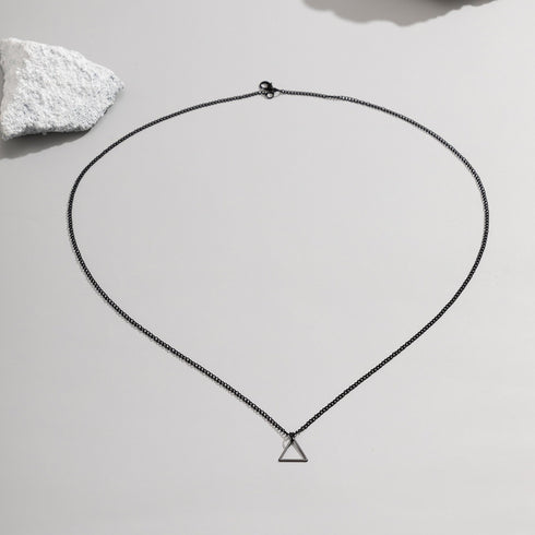 Minimalist Triangular Necklace - Black Gold Plated - Surgical Grade Stainless Steel - (Men/Women)
