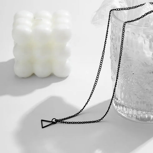 Minimalist Triangular Necklace - Black Gold Plated - Surgical Grade Stainless Steel - (Men/Women)