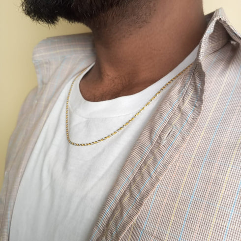 Contrast Neckchain! - 14K Genuine Gold Plated Over Stainless Steel! - Free Box Packaging!