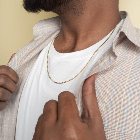 Contrast Neckchain! - 14K Genuine Gold Plated Over Stainless Steel! - Free Box Packaging!