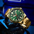 Curren Men's Watch - Green & Gold - Date Function - 1 Year Warranty - Free Box Packaging - 3 ATM Water Resistant