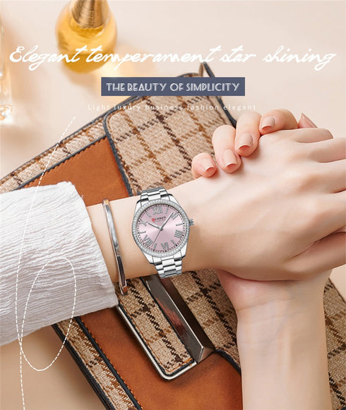 Curren Womens Watch - Sparkling Pink - 1 Year Warranty - Free Box Packaging - 3 ATM Water Resistant