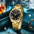 Curren Womens Watch - Sparkling Gold & Black - 1 Year Warranty - Free Box Packaging - 3 ATM Water Resistant
