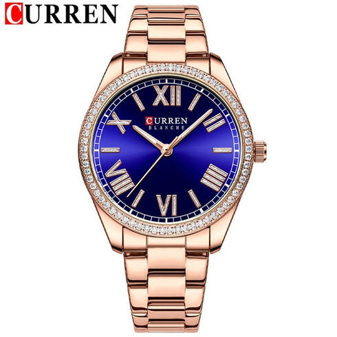 Curren Womens Watch - Rose Gold & Royal Blue - 1 Year Warranty - Free Box Packaging - 3 ATM Water Resistant
