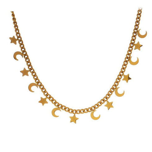 Starry Night Necklace! - 18K Genuine Gold Plated over Pure Stainless Steel! - Chic Design! - Free Box Packaging!