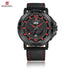 Naviforce Red Black Anchor - Mens Watch - Genuine Leather - Water Resistance - 1 Year Warranty