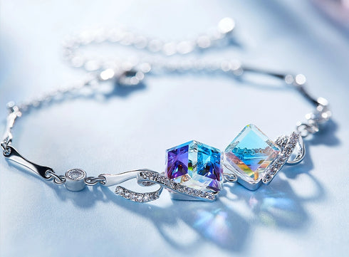Niovani Sparkling Cube Bracelet! Embellished with Genuine Swarovski® Crystal Elements! - Made in Turkey! - Hot Seller!