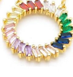 Rainbow & Reggae Necklace! - Chic & Trendy! - 14K Gold Plated! - A+ Cubic Zirconia!
