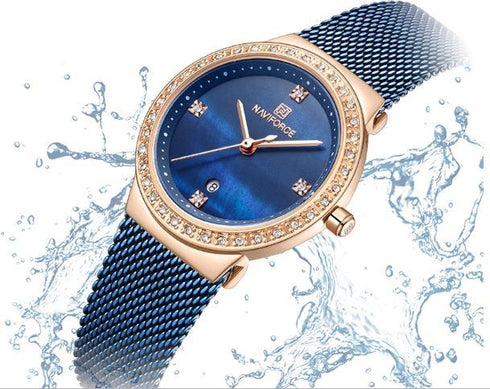 Women's Classic Blue Steel with Crystals - Limited Edition! - 1 Year Warranty