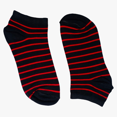 Black & Red - Ankle Socks - Combed Cotton