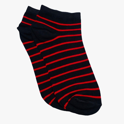 Black & Red - Ankle Socks - Combed Cotton