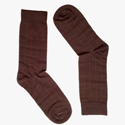Classic Brown Squares - Premium Combed Cotton - Sock Essentials