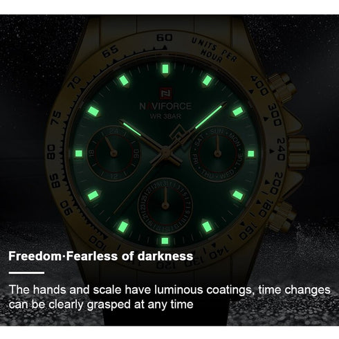 Naviforce Millionaire - Black & Rose Gold - Unisex Watch - Chronograph - 1 Year Warranty! - Water Resistant!