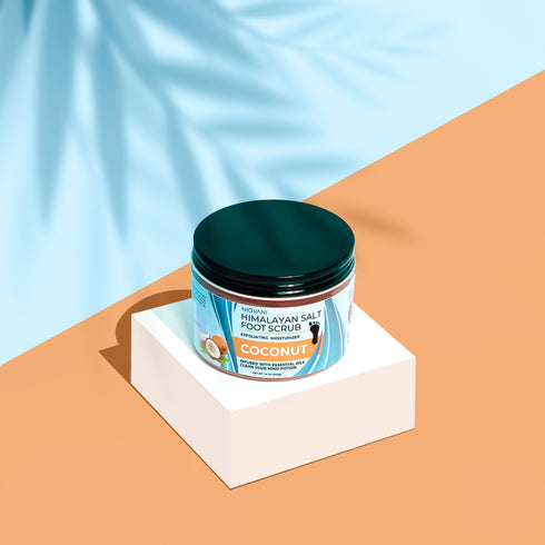 Pure Himalayan Salt Foot Scrub - Calming Coconut - Exfoliating Moisturizer - Infused with Essential Oils and Unwind Potion